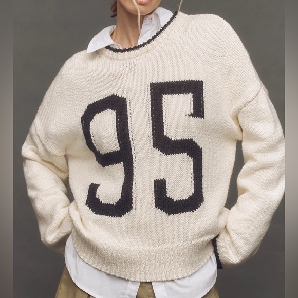 Free People Tops - Porridge Wide-Sleeve Graphic Numbers Sweater